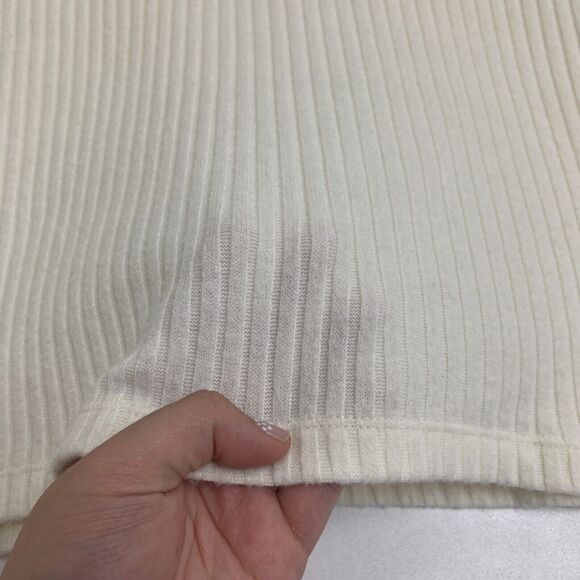 Madewell Brush Ribbed Top Womens L Large Cream 3/4 Pleat Blouson Sleeve Sweater - Picture 9 of 14